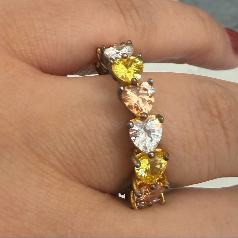 Multi-Colour Heart Gemstone Band Ring - Women Jewelry​